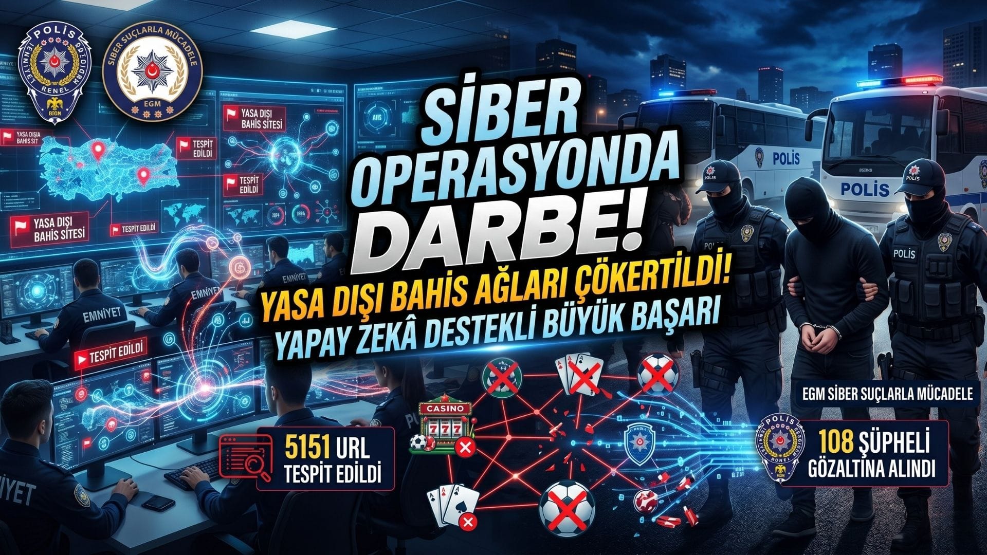 Yapay Zekâ Destekli Siber Operasyon: 108 Şüpheli Yakalandı