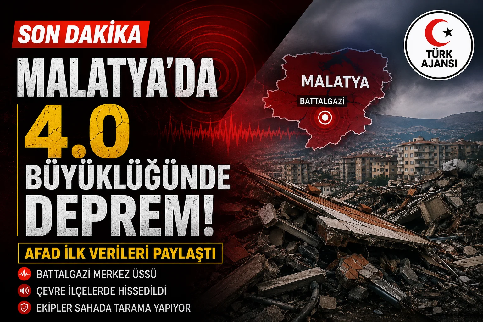 Malatya’da 4.0 Büyüklüğünde Deprem: AFAD İlk Verileri Paylaştı