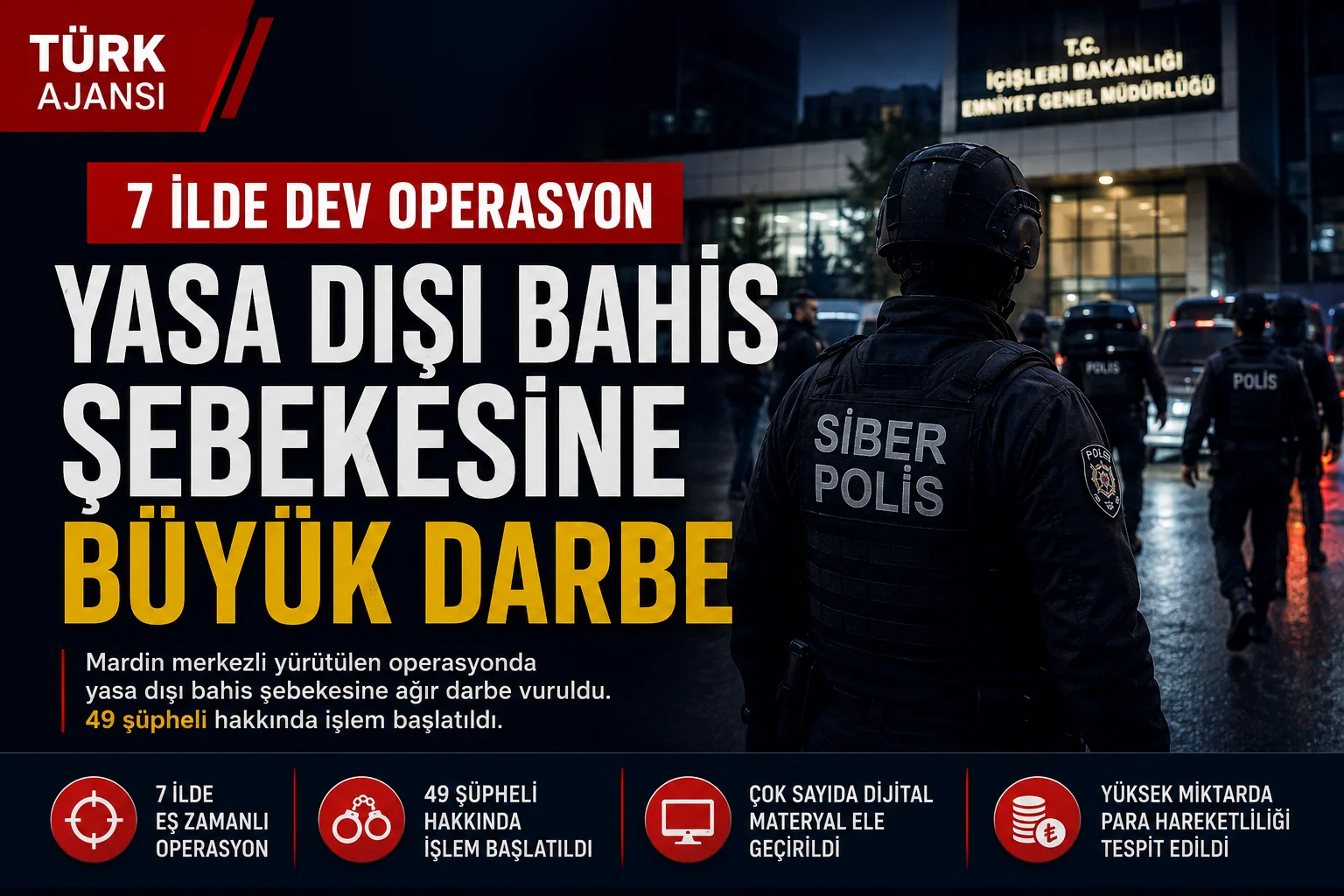 7 İlde Dev Operasyon: Yasa Dışı Bahis Şebekesine Büyük Darbe
