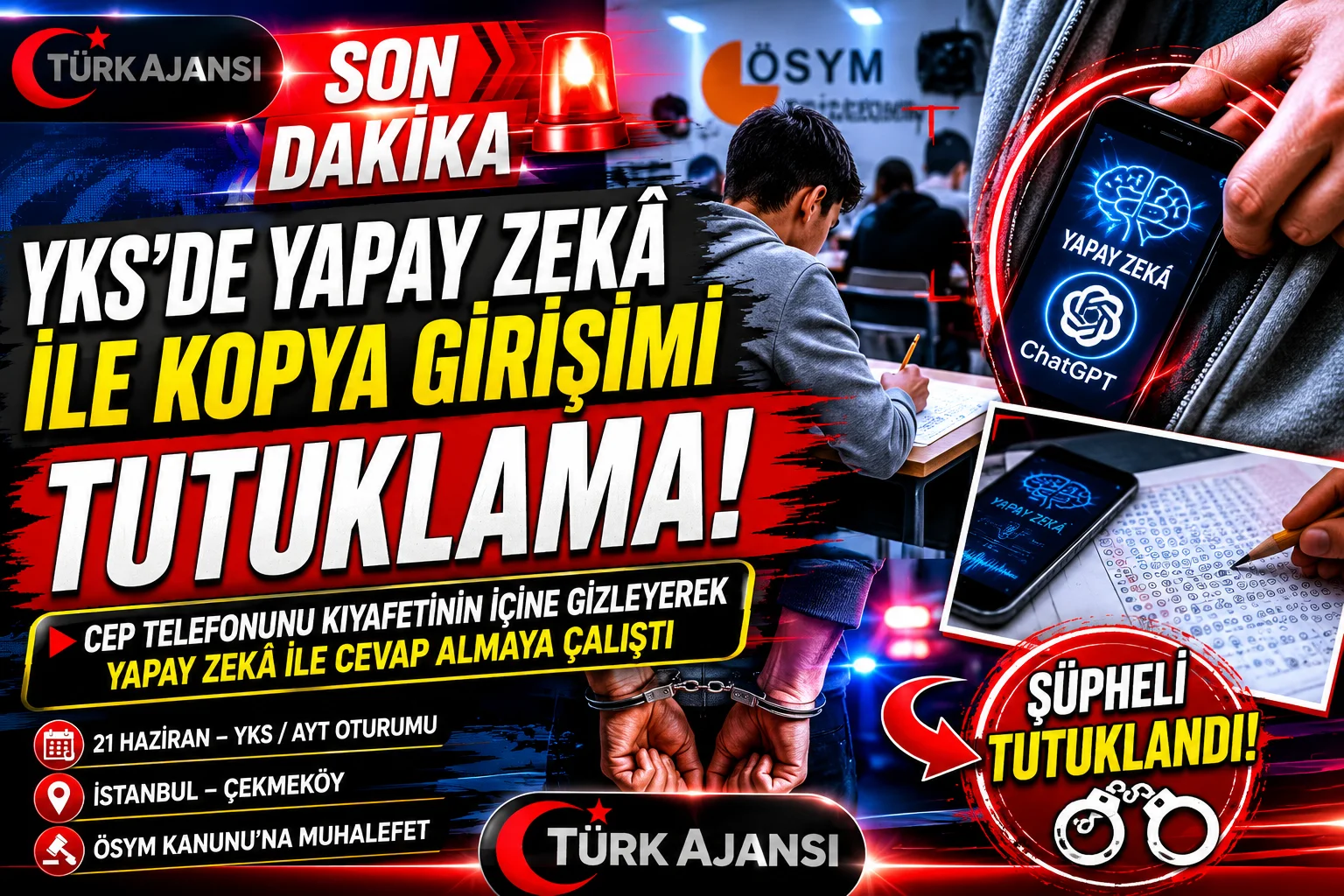 🚨 SON DAKİKA | YKS’de yapay zekâ ile kopya girişimi iddiasında tutuklama