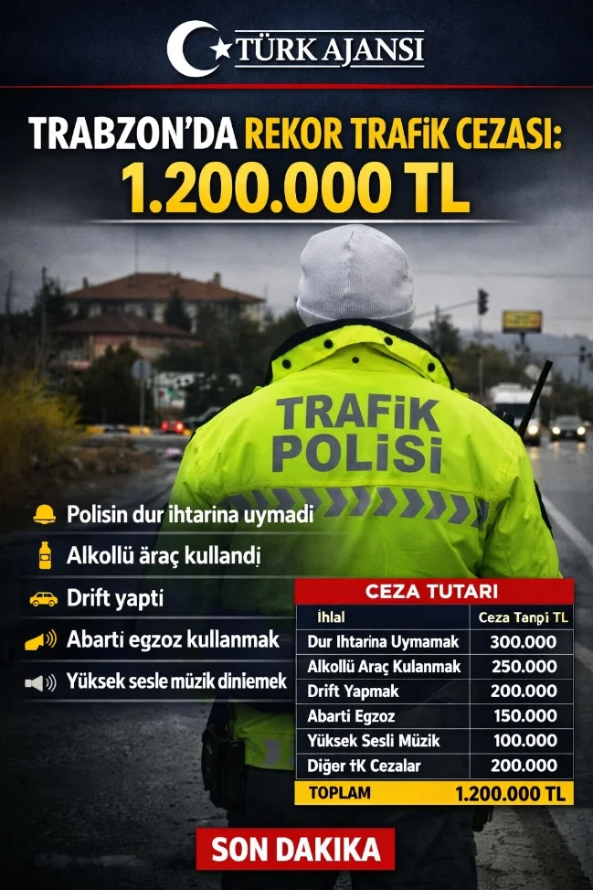 Trabzon Trafik Cezası Rekoru Kırıldı: 1.2 Milyon TL | Türk Ajansı