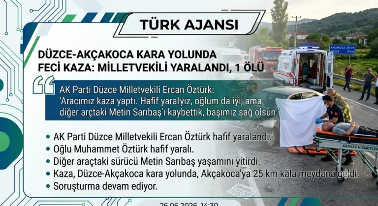 Düzce’de Trafik Kazası: AK Parti Milletvekili Ercan Öztürk Yaralandı, 1 Kişi Hayatını Kaybetti