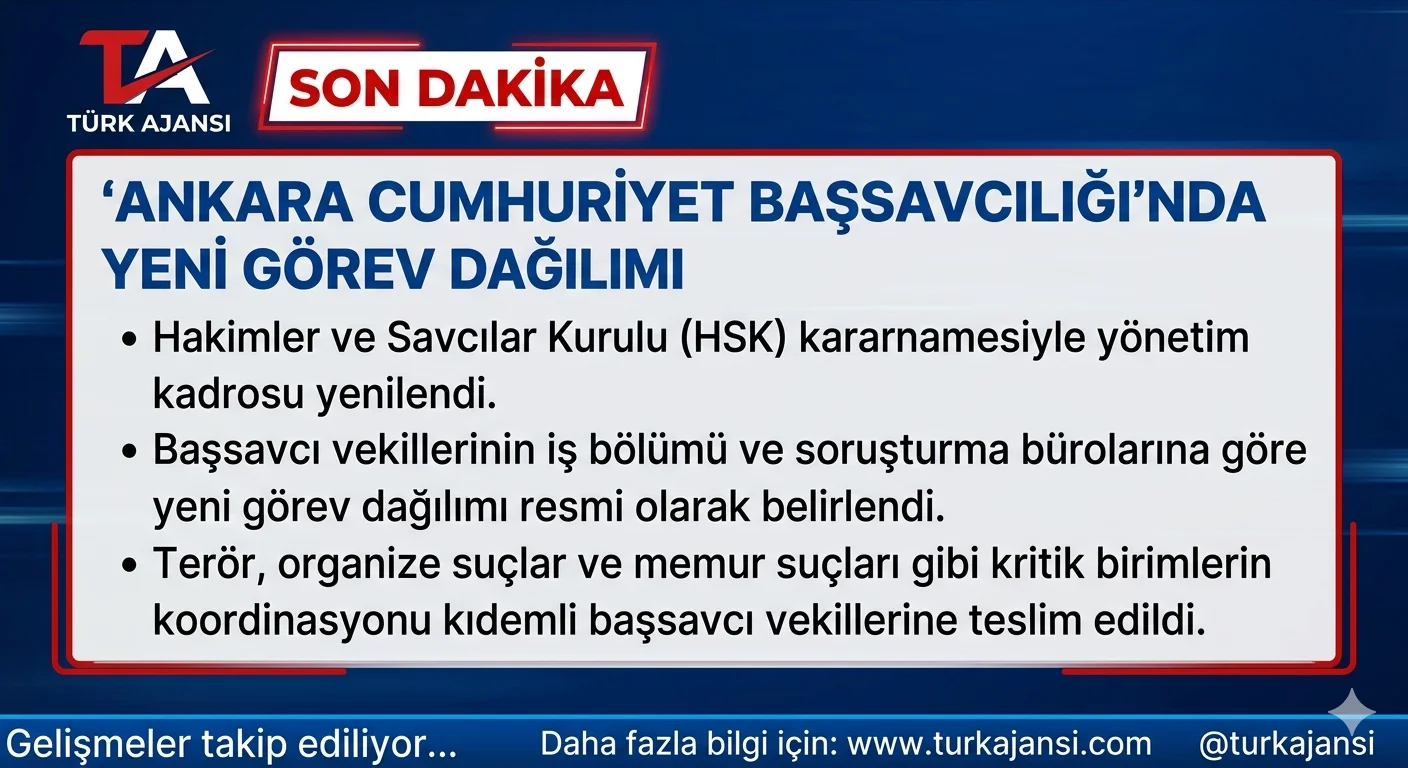 Ankara Başsavcılığı Başsavcı Vekillerinin Görev Dağılımı Belli Oldu
