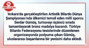 Ankara Artistik Bilardo Dünya Şampiyonası’nda Serdar Gümüş Bronz Kazandı