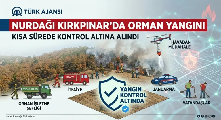 Nurdağı Kırkpınar’da Çıkan Orman Yangını 1 Saatte Kontrol Altına Alındı