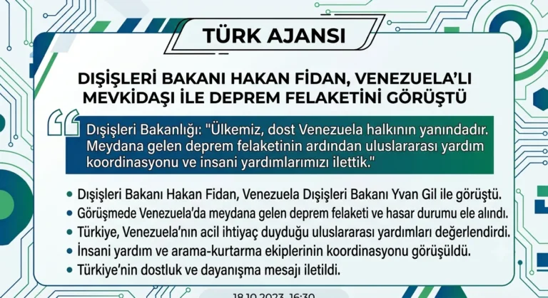Dışişleri Bakanı Hakan Fidan, Venezuela Dışişleri Bakanı Yvan Gil ile Deprem Felaketi ve Yardım Konusunda Görüştü