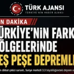 SONDAKİKA Deprem Hareketliliği Türkiye ve Çevresinde