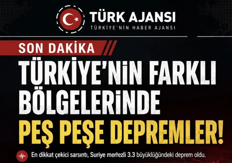 SONDAKİKA Deprem Hareketliliği Türkiye ve Çevresinde