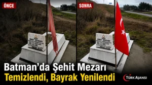 Batman’da Şehit Mezarı Temizlendi, Bayrak Yenilendi
