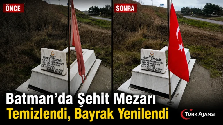 Batman’da Şehit Mezarı Temizlendi, Bayrak Yenilendi