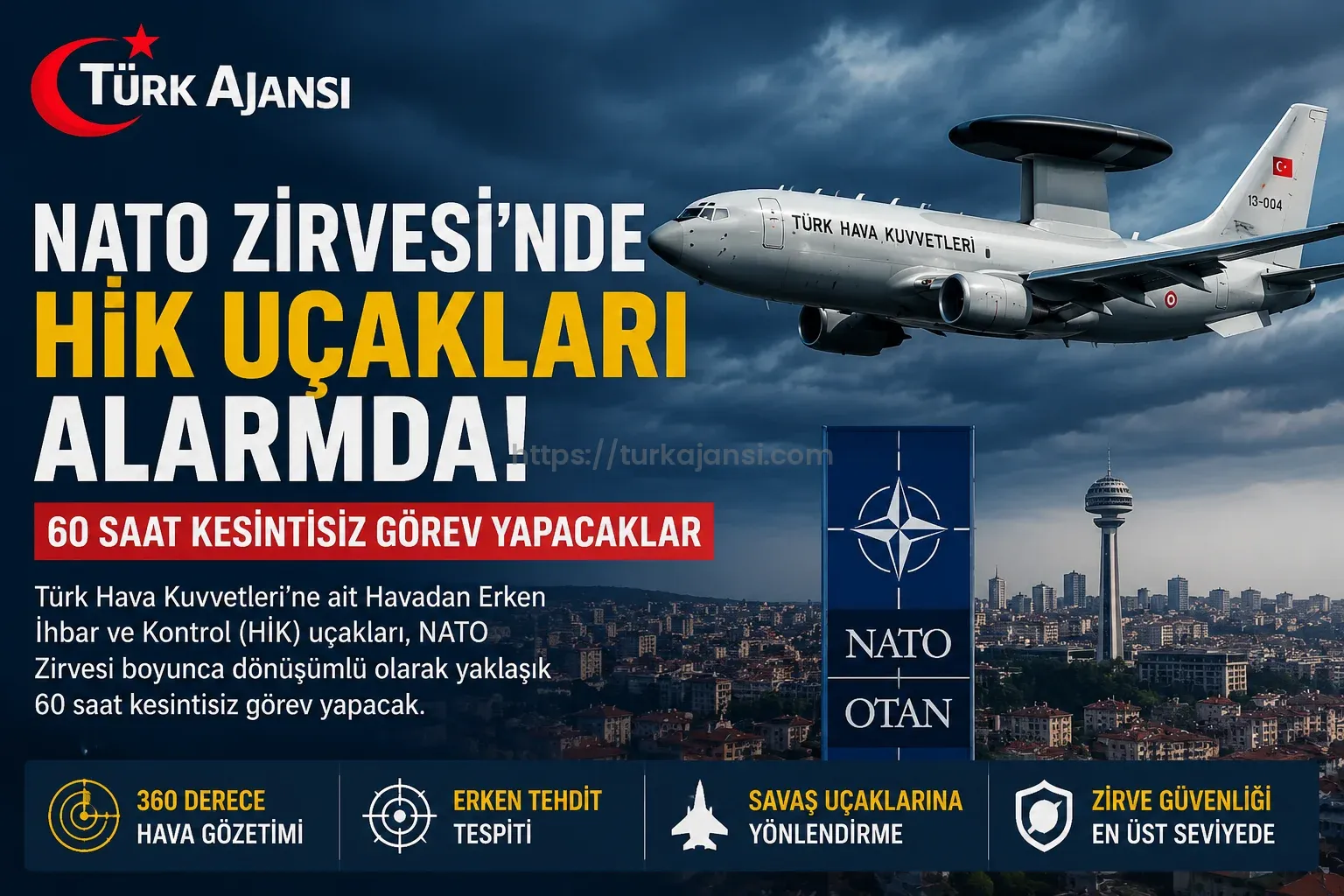 NATO Zirvesi’nde Hava Güvenliği En Üst Seviyede: HİK Uçakları 60 Saat Kesintisiz Görev Yapacak