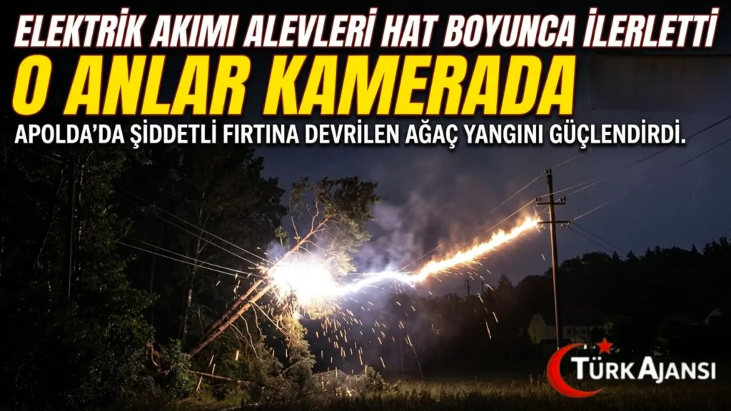 Almanya’da Fırtınada Elektrik Hattına Devrilen Ağaç Alev Aldı 1 Almanya’da Fırtınada Elektrik Hattına Devrilen Ağaç Alev Aldı