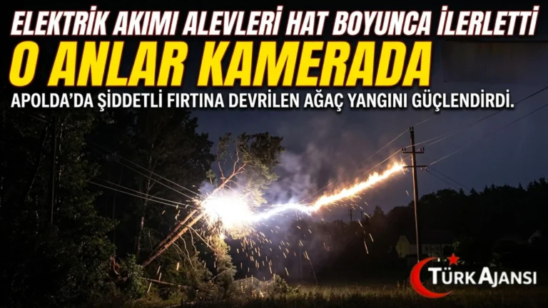 Almanya’da Fırtınada Elektrik Hattına Devrilen Ağaç Alev Aldı