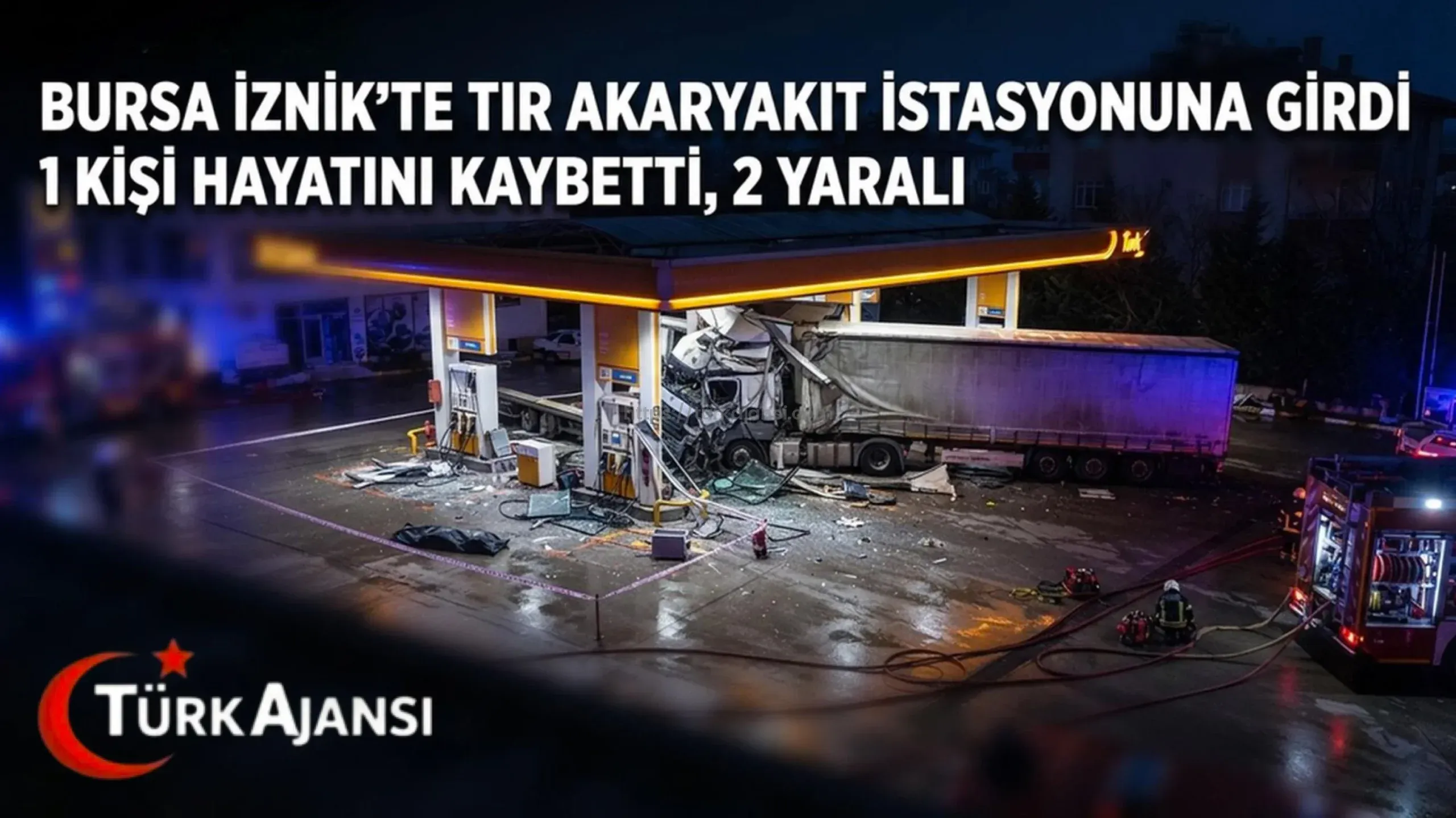 Bursa’da Kontrolden Çıkan Tır Akaryakıt İstasyonuna Girdi