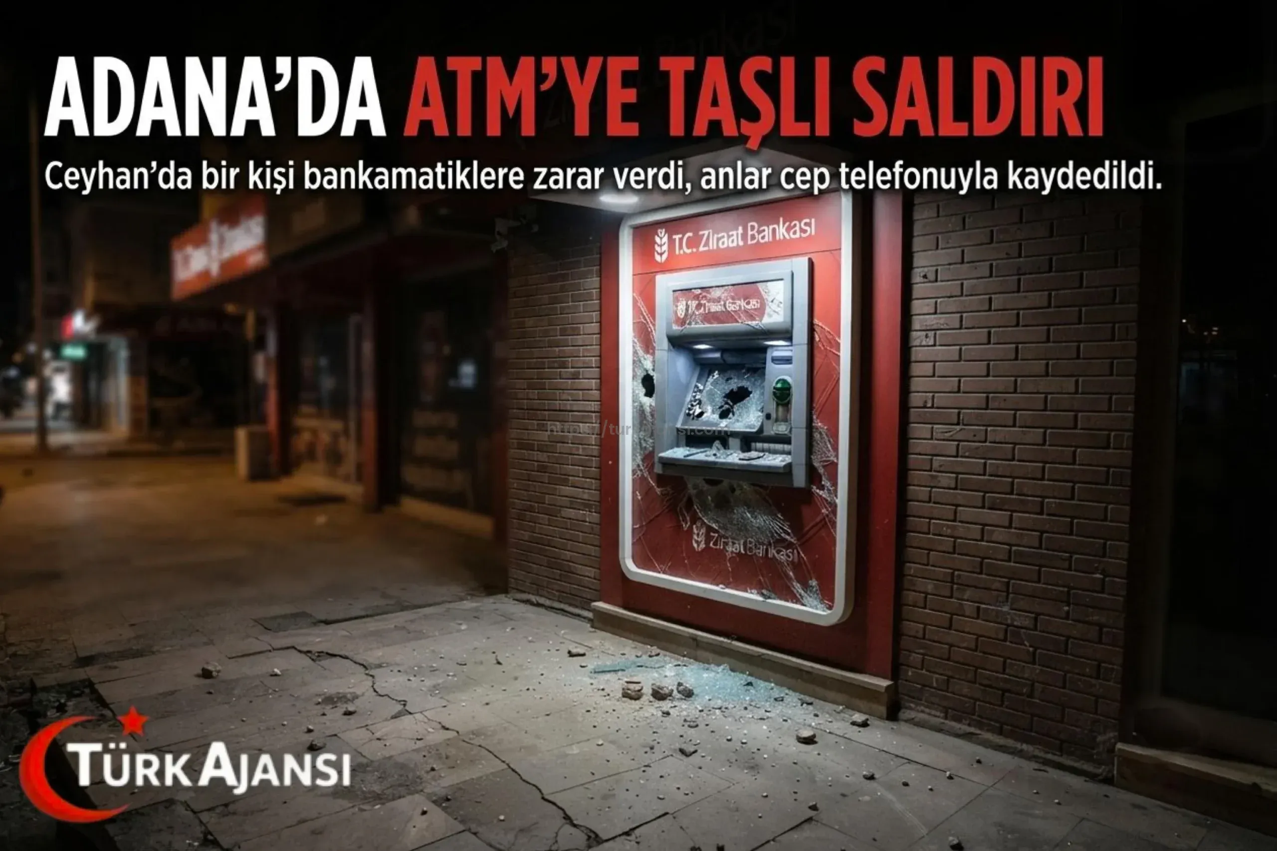 Ceyhan’da ATM’ye Taşlı Saldırı: 0 Anlar Kamerada