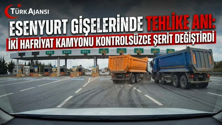 Esenyurt TEM Otoyolu Gişelerinde Hafriyat Kamyonlarının Tehlikeli Şerit Değiştirme Anları Kamerada