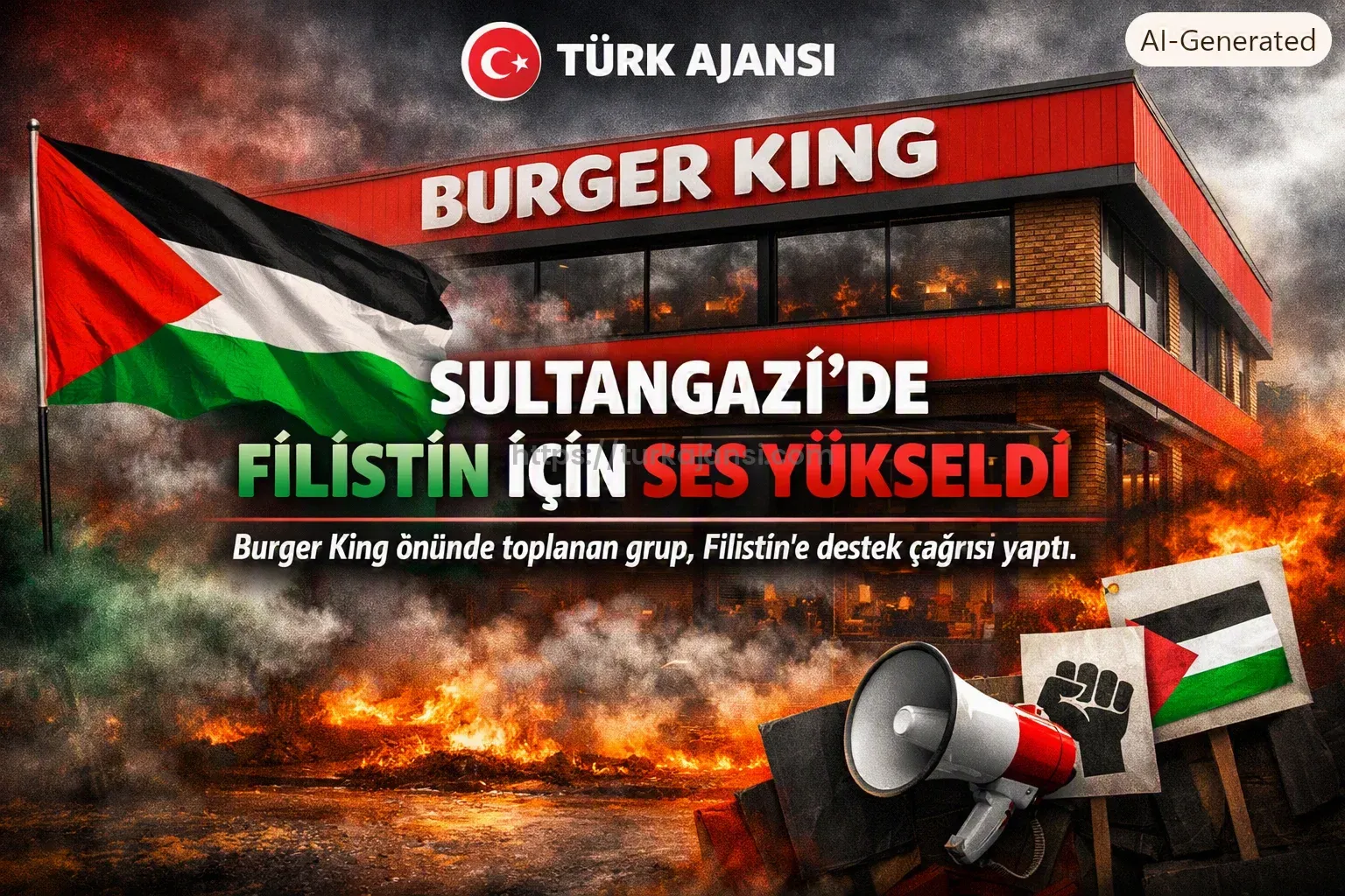 İstanbul’da Filistin Destek Kampanyası: Burger King Şubesi Önünde Protesto