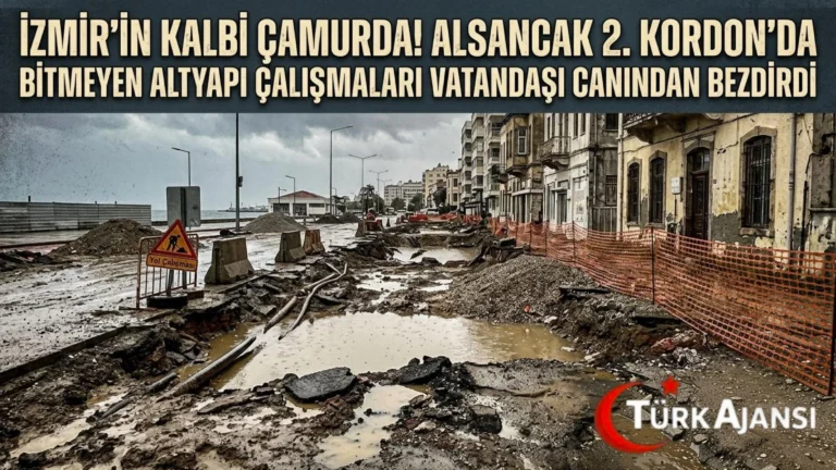 İzmir Alsancak’ta Bitmeyen Altyapı Çalışması Yolları Çamura Boğdu