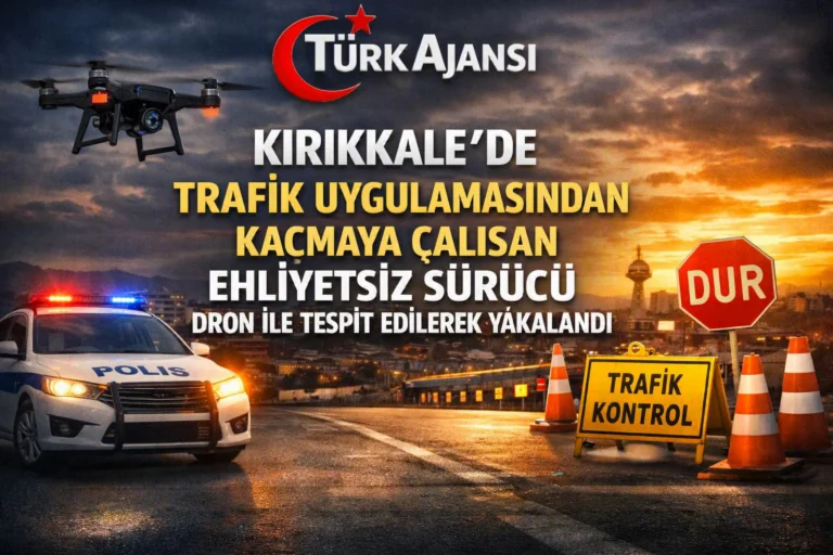 Kırıkkale’de Trafik Uygulamasından Kaçmaya Çalışan Ehliyetsiz Sürücü Dron İle Tespit Edilerek Yakalandı