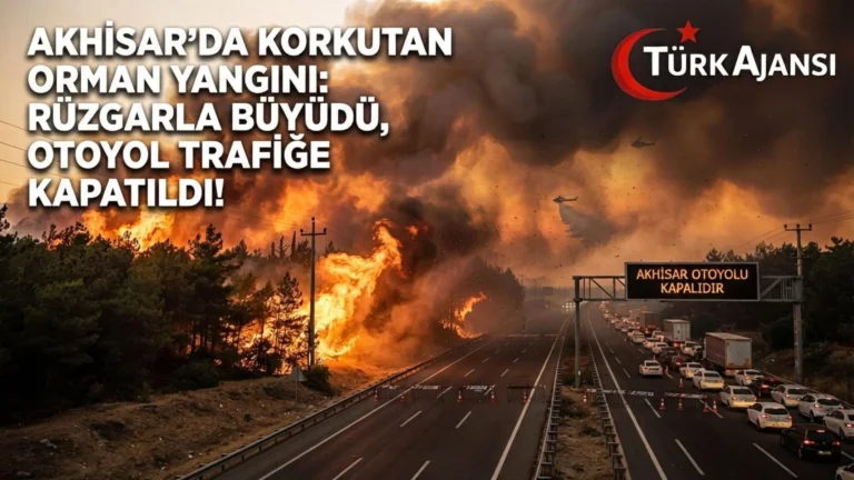 Manisa Akhisar’da Orman Yangını İzmir-İstanbul Otoyolu’nu Etkiledi