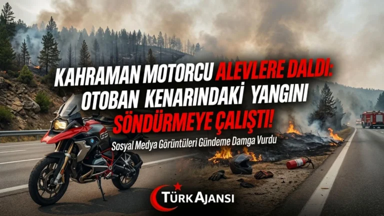 Motosikletli Sürücü Orman Yangınını Elleriy­le Söndürdü