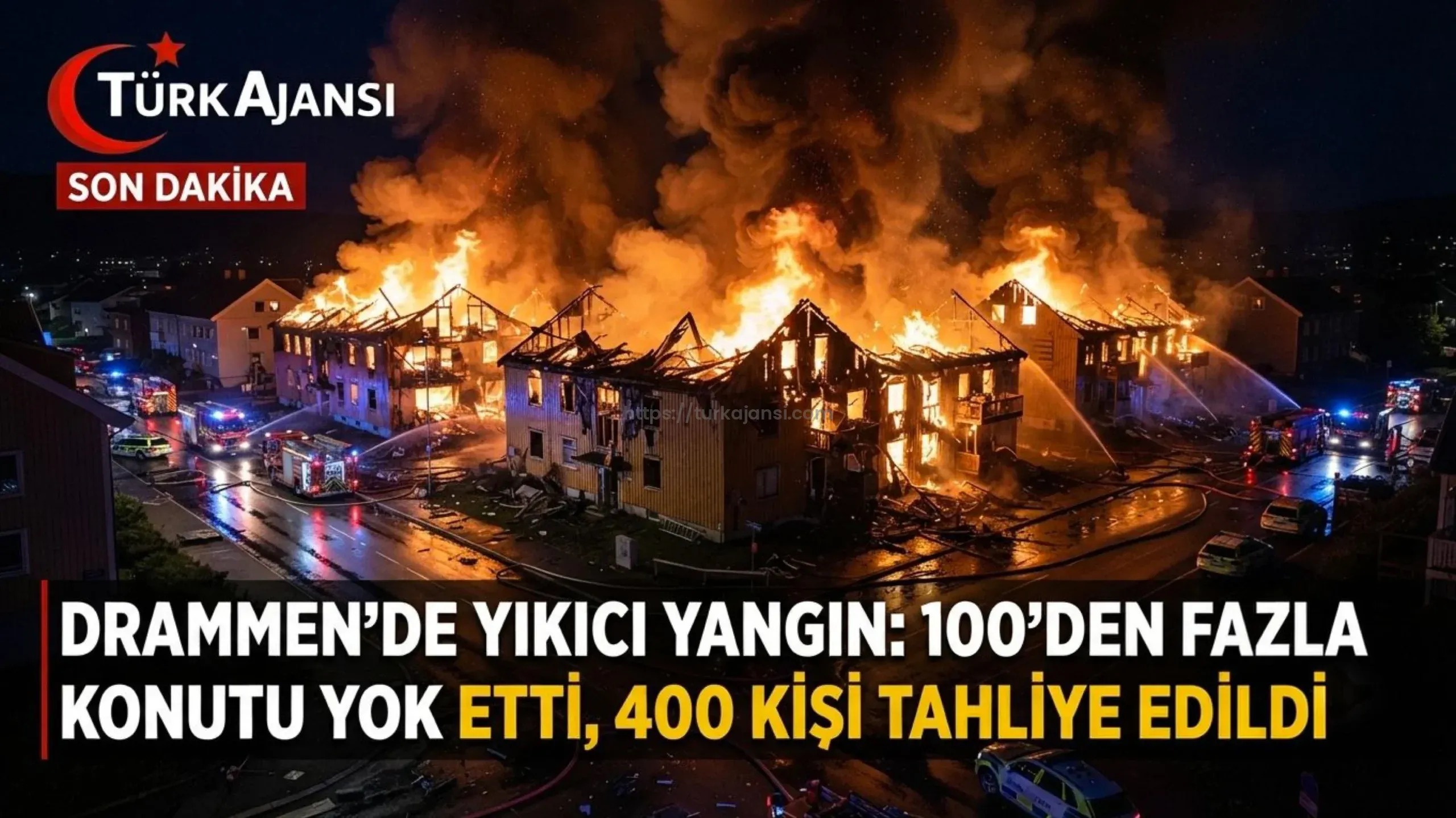 Norveç’in Drammen’de Yıkıcı Yangın Yüzlerce Konutu Kül Etti