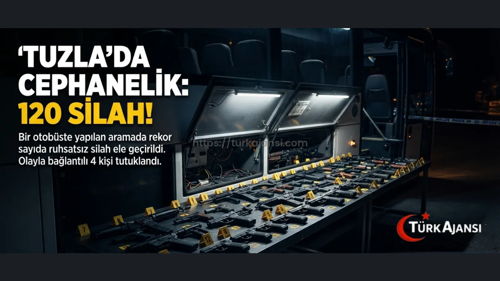 Tuzla’da Otobüsten Cephanelik Çıktı: 120 Silah Ele Geçirildi