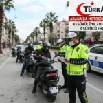 Adana’da Motosiklet Denetimi 43 Sürücüye Ceza