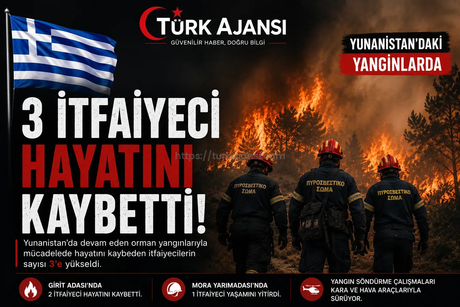 Yunanistan’daki Yangınlarda 3 İtfaiyeci Hayatını Kaybetti
