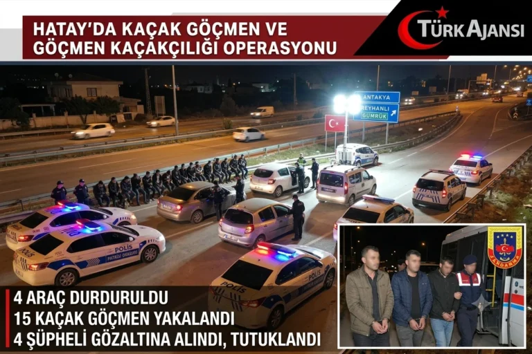 Hatay’da Kaçak Göçmen Operasyonu: 15 Kişi Yakalandı, 4 Şüpheli Tutuklandı