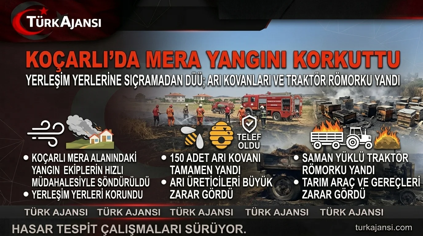 Aydın Koçarlı’da Merada Yangın – 150 Arı Kovanı Telef Oldu