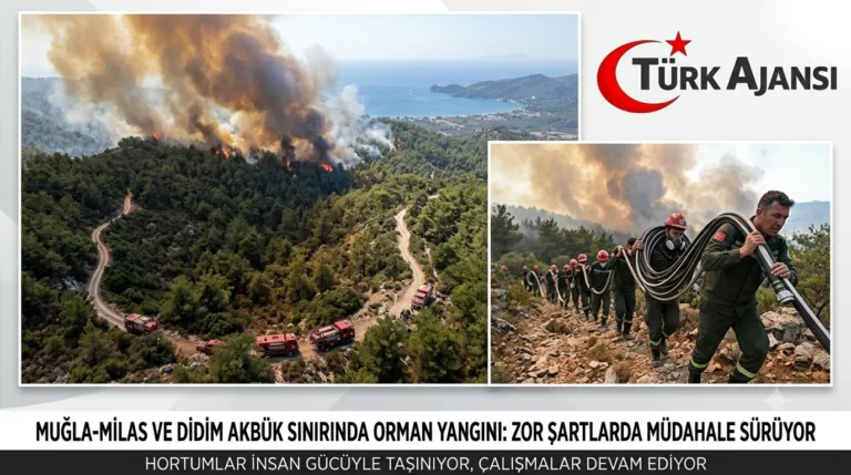 Muğla-Milas Sınırında Orman Yangınına Müdahale Sürüyor