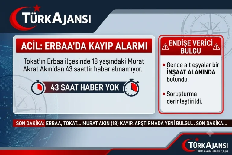 Erbaa’da Kayıp Gençten 43 Saattir Haber Yok: Çantası ve Eşyaları Bulundu