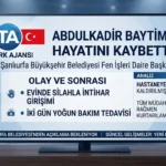 Şanlıurfa Büyükşehir Belediyesi’nde Acı Olay: Daire Başkanı Abdulkadir Baytimur Hayatını Kaybetti