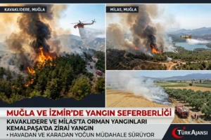 Muğla ve İzmir’de Orman ve Zirai Yangınlara Müdahale Sürüyor