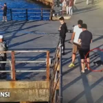 Üsküdar Sahilinde Kediyi Tekmeleyip Denize Düşürdü