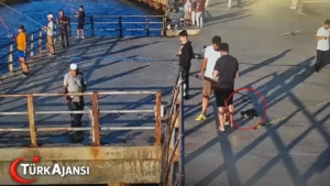 Üsküdar Sahilinde Kediyi Tekmeleyip Denize Düşürdü